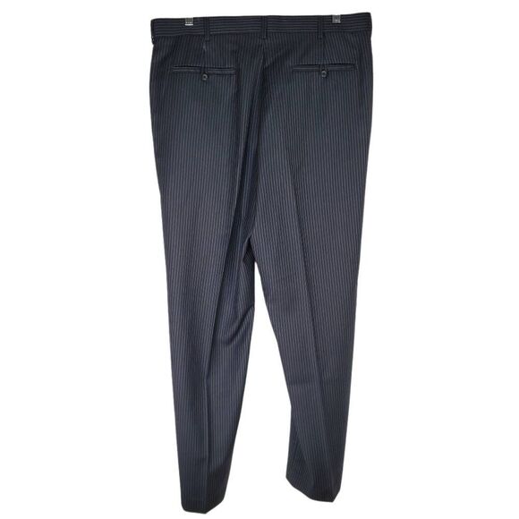 Perry Ellis Pinstriped Flat Front Portfolio Dress Pants Black Size 36x32 - Picture 5 of 14